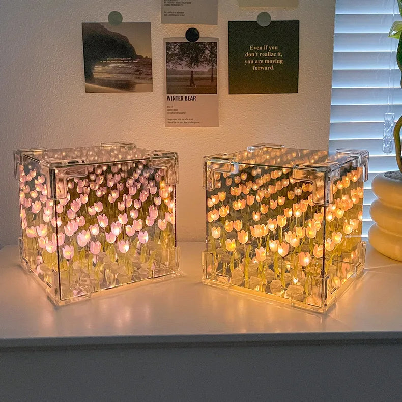 Luz Noturna em Cubo de Tulipa – Kit DIY Completo - Beleza que Encanta os Olhos e Toca o Coração