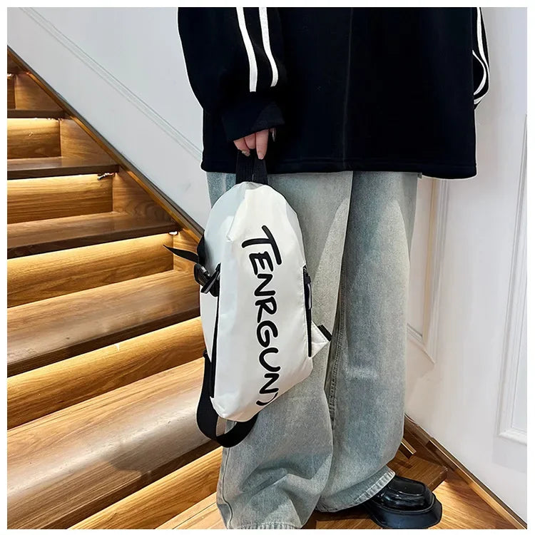 Bolsa de peito de nylon (unissex, moderna, funcional, para outono e inverno)