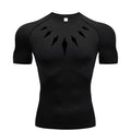 (Camisa de compressão masculina PANTERA NEGRA) — camiseta esportiva de academia com secagem rápida, elasticidade