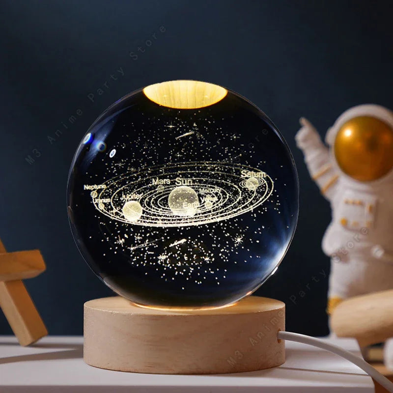Luz Noturna LED com Bola de Cristal 3D Galática