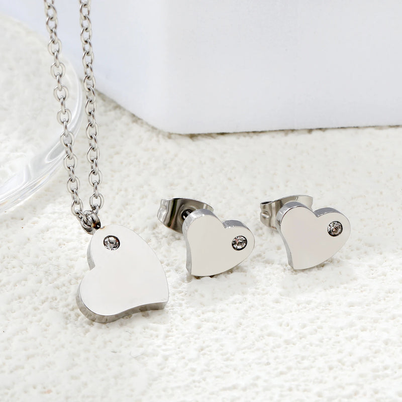LUXUKISSKIDS – Conjunto de Brincos e Gargantilha com Pingente de Gota D’Água em Aço Inoxidável