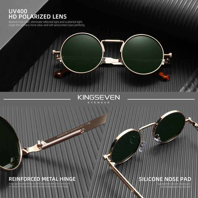 Óculos de Sol Redondos KINGSEVEN 2025 🔥 Transforme sua Visão. Proteja sua Essência.
