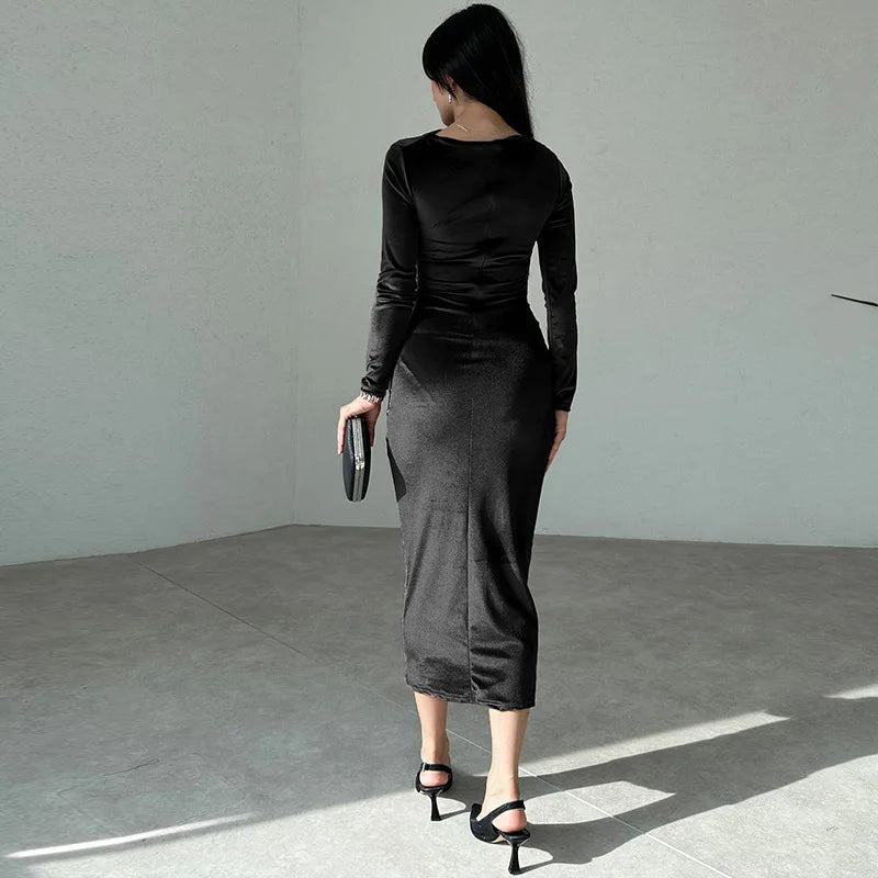 ✨ Vestido Midi de Veludo Dulzura — Primavera/Verão 2025