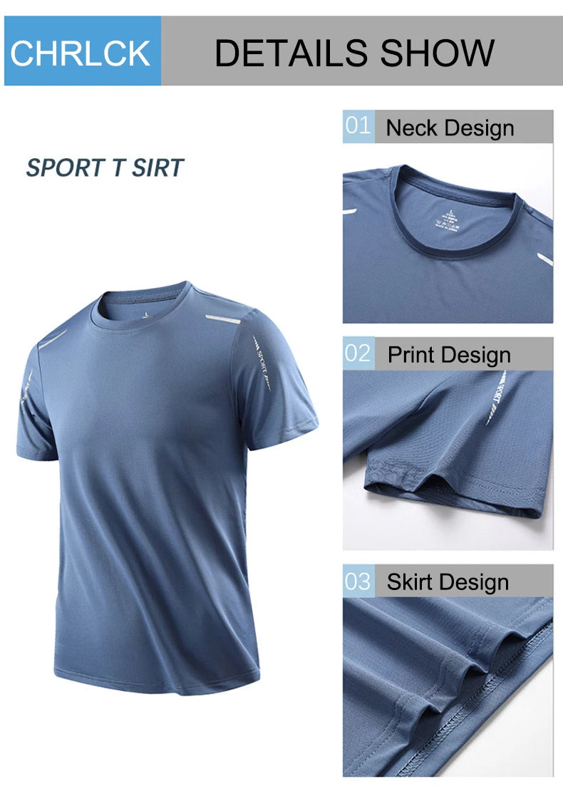CHRLCK – Camiseta masculina esportiva de secagem rápida, respirável, com elasticidade macia para caminhada, pesca e esportes ao ar livre