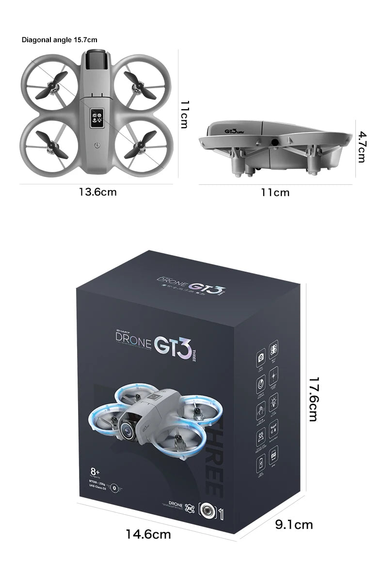 NOVO Mini Drone GT3 Dobrável com Câmera 8K – A Revolução da Fotografia Aérea ao Seu Alcance!
