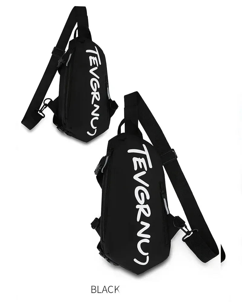 Bolsa de peito de nylon (unissex, moderna, funcional, para outono e inverno)
