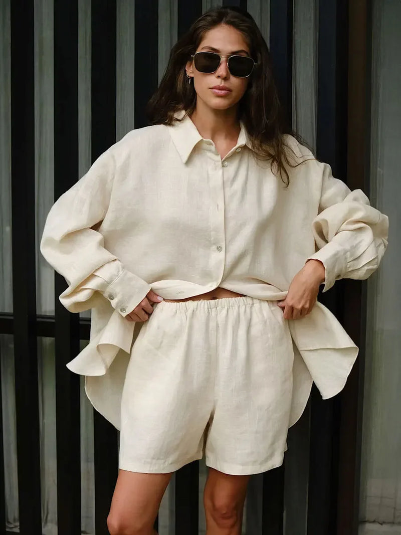 Conjunto Wolfeel — Shorts casuais 100% algodão, camisa aconchegante 🌿 – O conforto que desperta sua essência